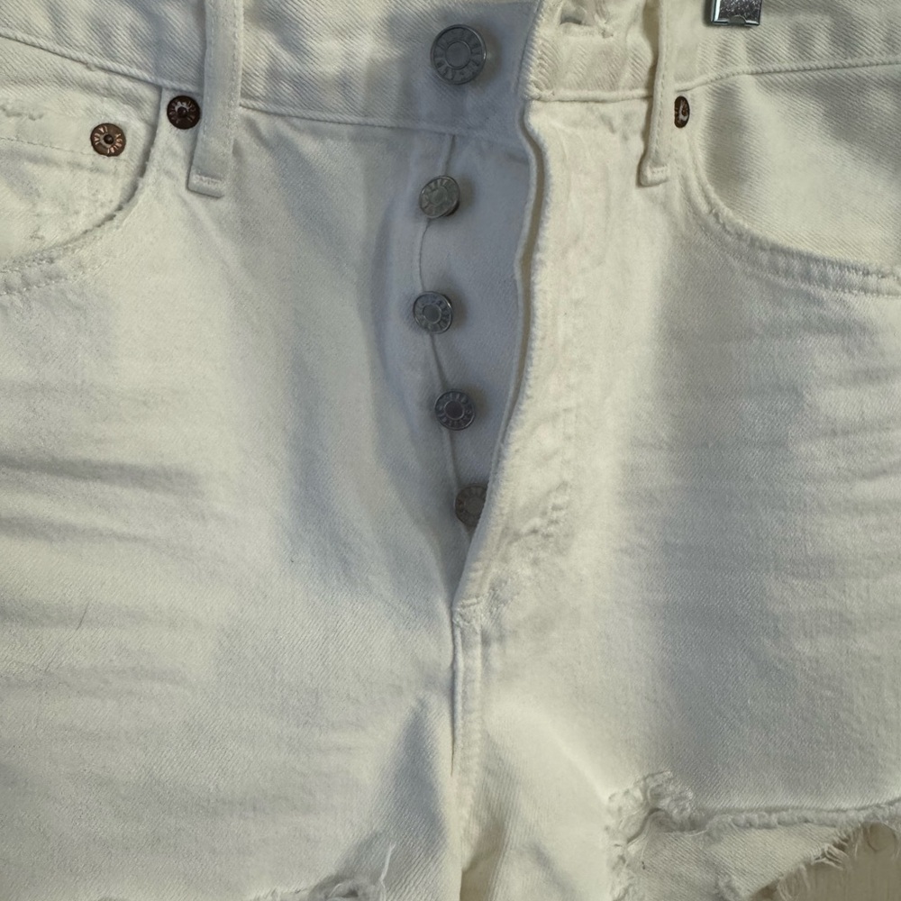 Agolde White Denim Shorts